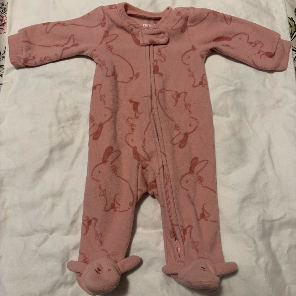 Carter's Blush Bunny Print Footed One Piece